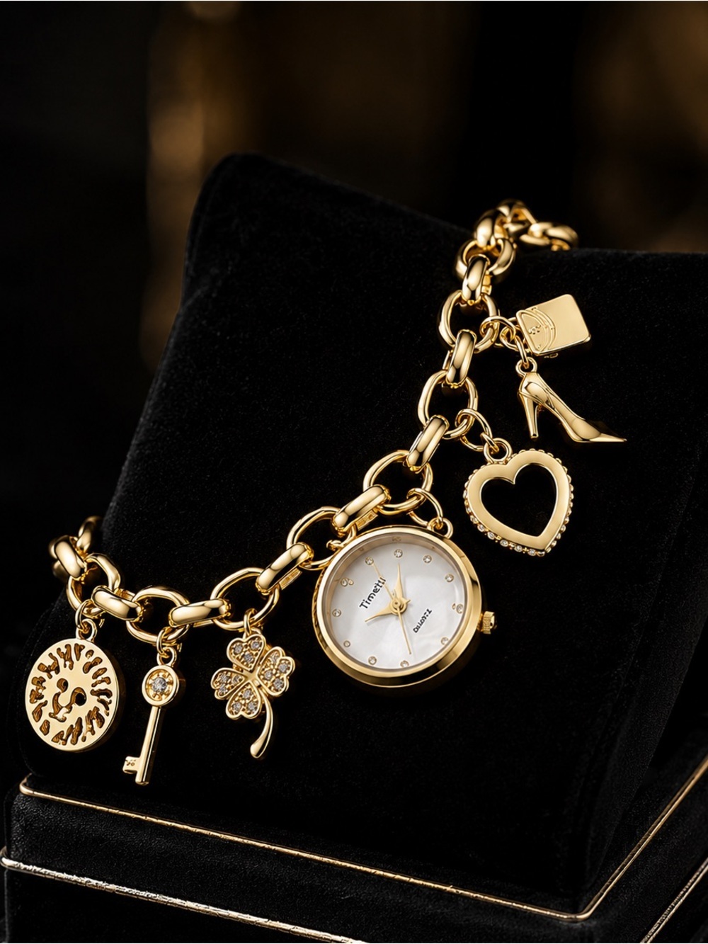 Gold Charm Bracelet Watch for Women - Picture 1 of 4
